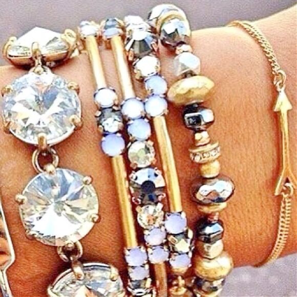 stella & dot ~ isabelle coil wrap bracelet ~ gold hematite crystal beads - Picture 6 of 7